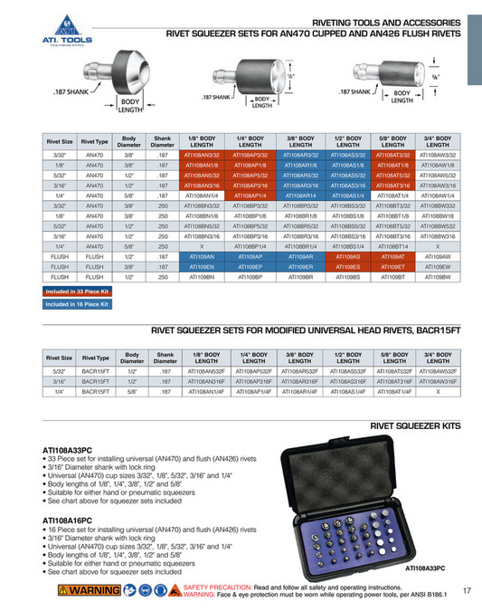 Printable Rivet Squeezer Yokes Chart.pdf Shamir Tools - ATI - Page 16-17 - Created with Publitas.com