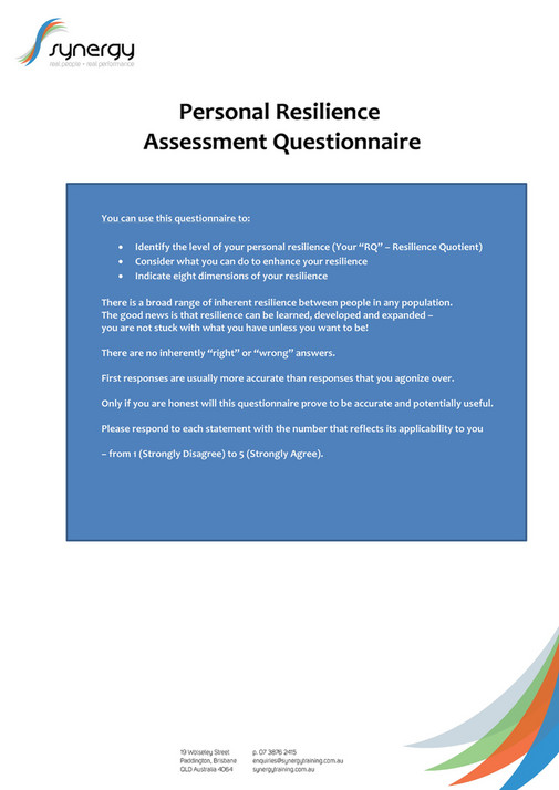 Resilience Questionnaire 2016 Page 1 Created with