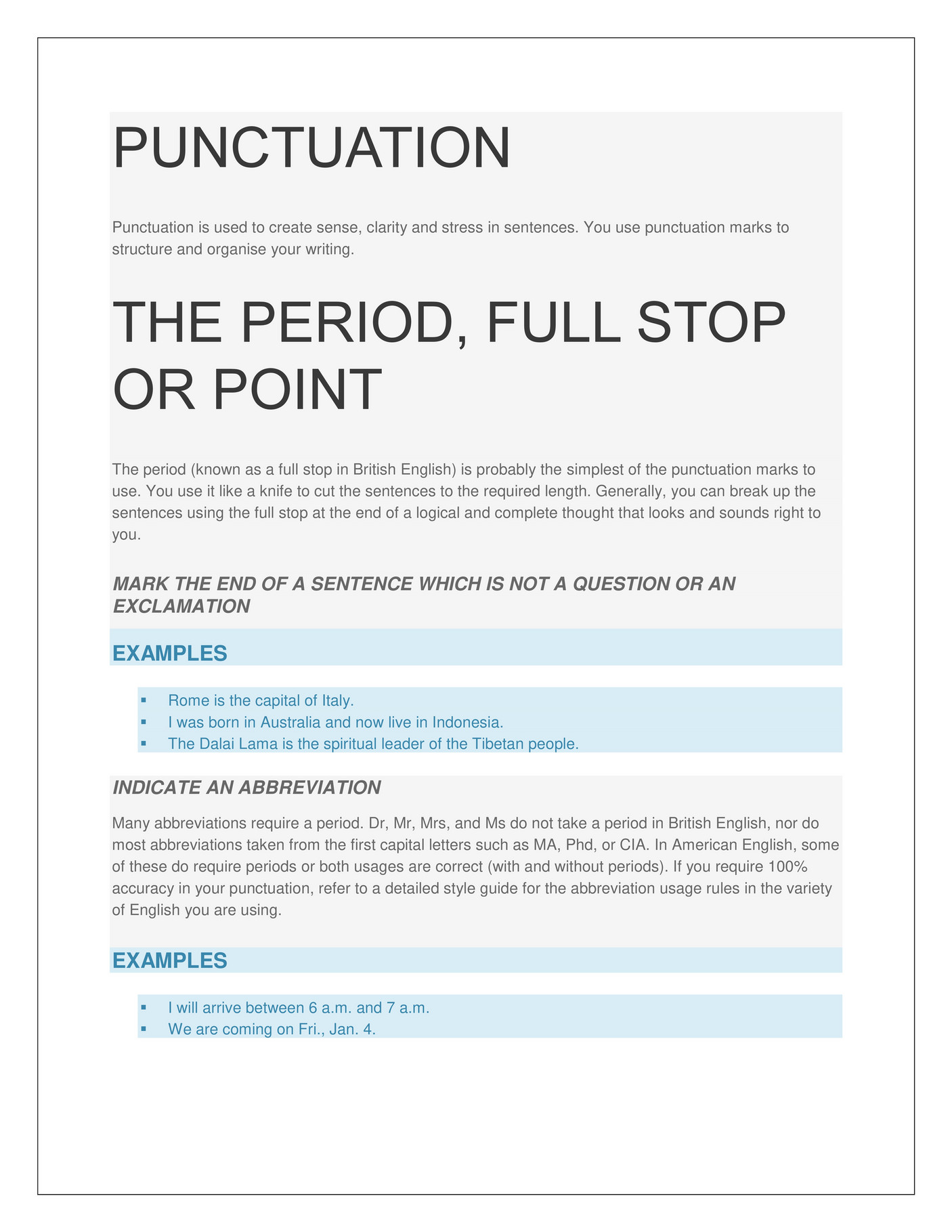 End Punctuation  English Composition I