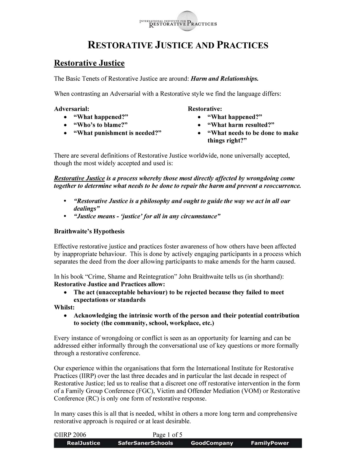 My publications Restorative Justice and Practices Page 23 Created with