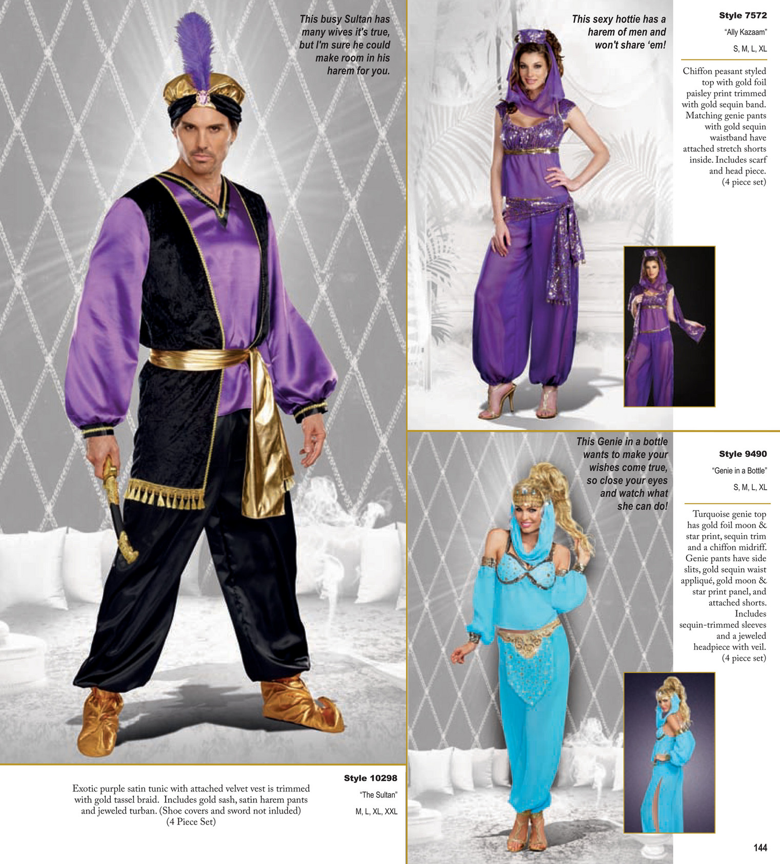 Female genie in a bottle, costume top and pants, tassels, cold