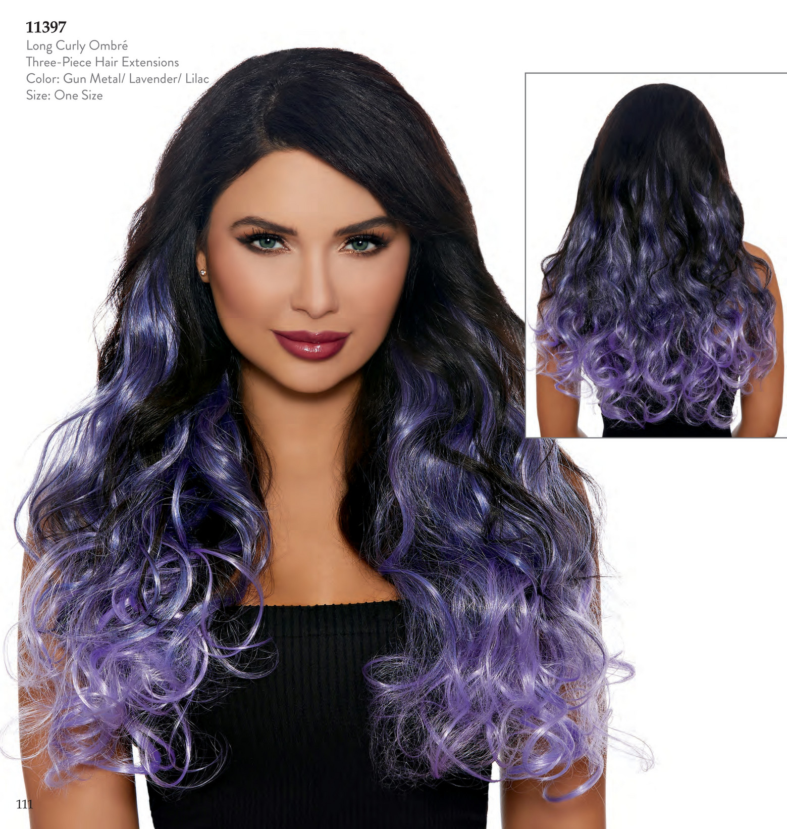 Dreamgirl 11352 Black and Purple Long Wavy Layered Ombre Wig