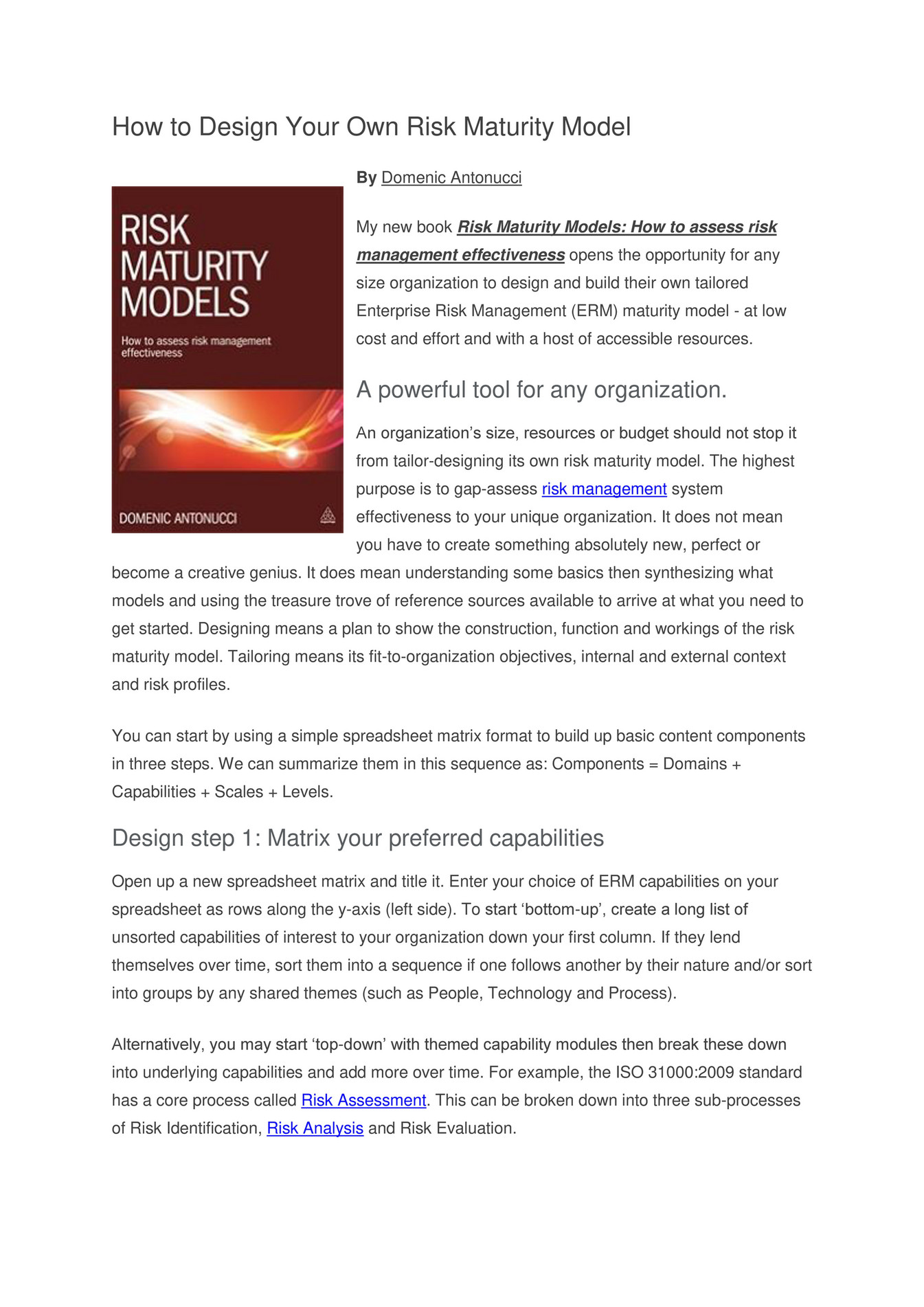 My publications - How To Design Your Own Risk Maturity Model - Page 2-3 ...