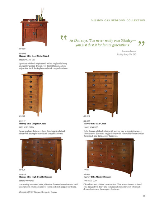 Stickley Mission Catalog At Sheffield Furniture Interiors Page M Ission O A K Bedroom C Ollection 89 908 Harvey Ellis Door