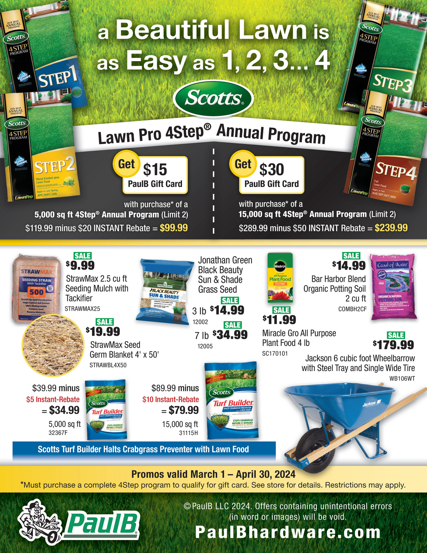 PaulB Hardware Spring 2024 Lawn & Garden Specials Page 1
