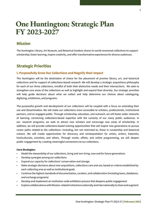 The Huntington Strategic Plan - Page 6-7