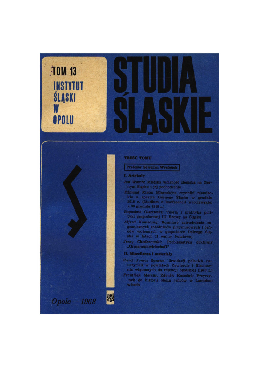 Instytut Śląski - Studia Śląskie t.13