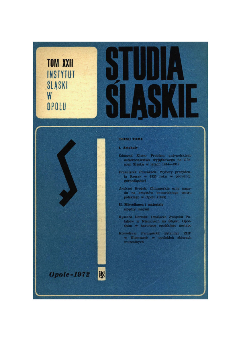 Instytut Śląski - Studia Śląskie t.22