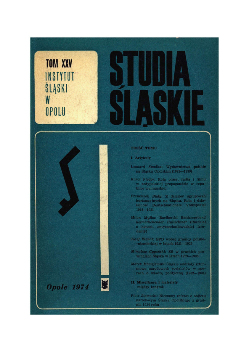 Instytut Śląski - Studia Śląskie t.25