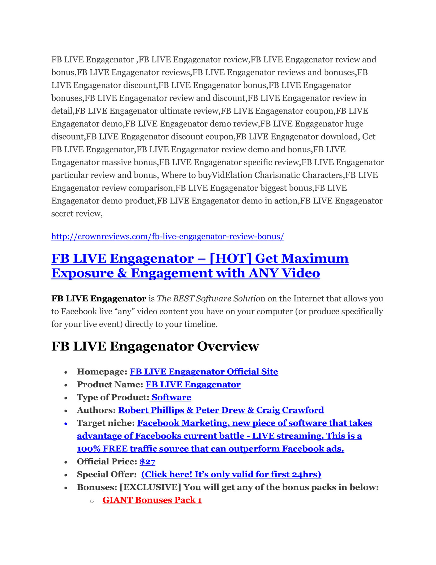 FGD - FB LIVE Engagenator REVIEW and GIANT $21600 bonuses - Page 2-3 -  Created with Publitas.com