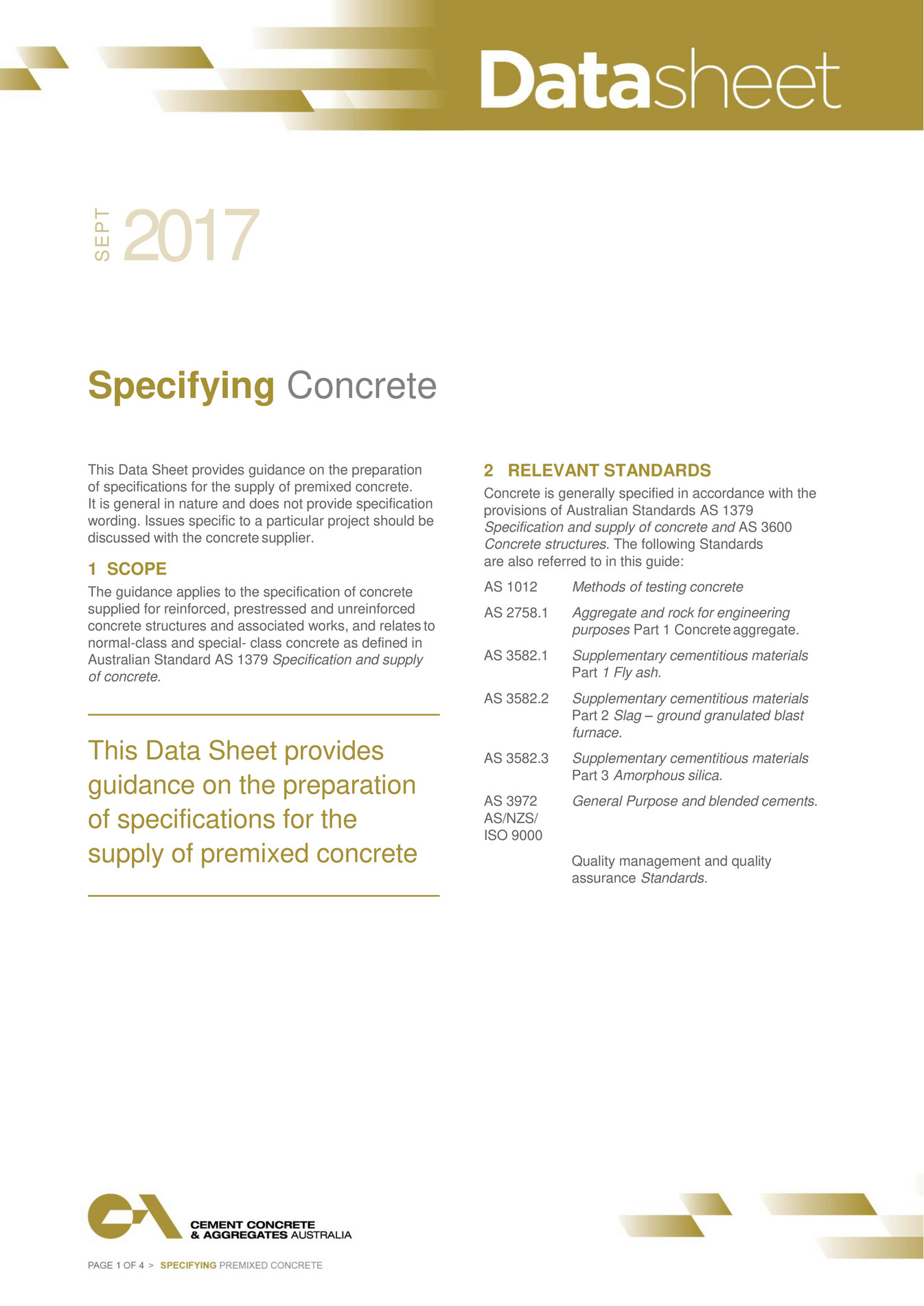 My publications DATASHEET Specifying Concrete Page 1 Created