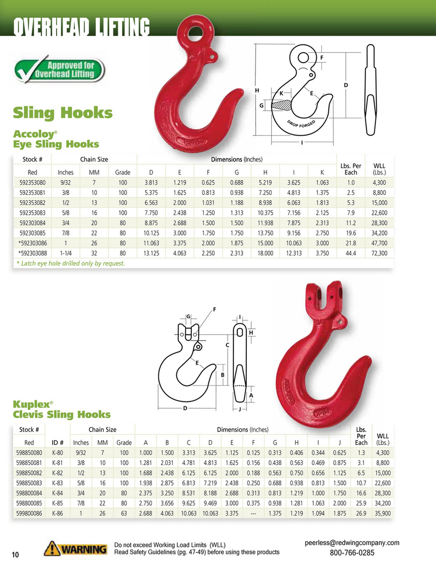 Accoloy Eye Type Sling Hooks 1/2 grade 100 accoloy eye type sling hook 