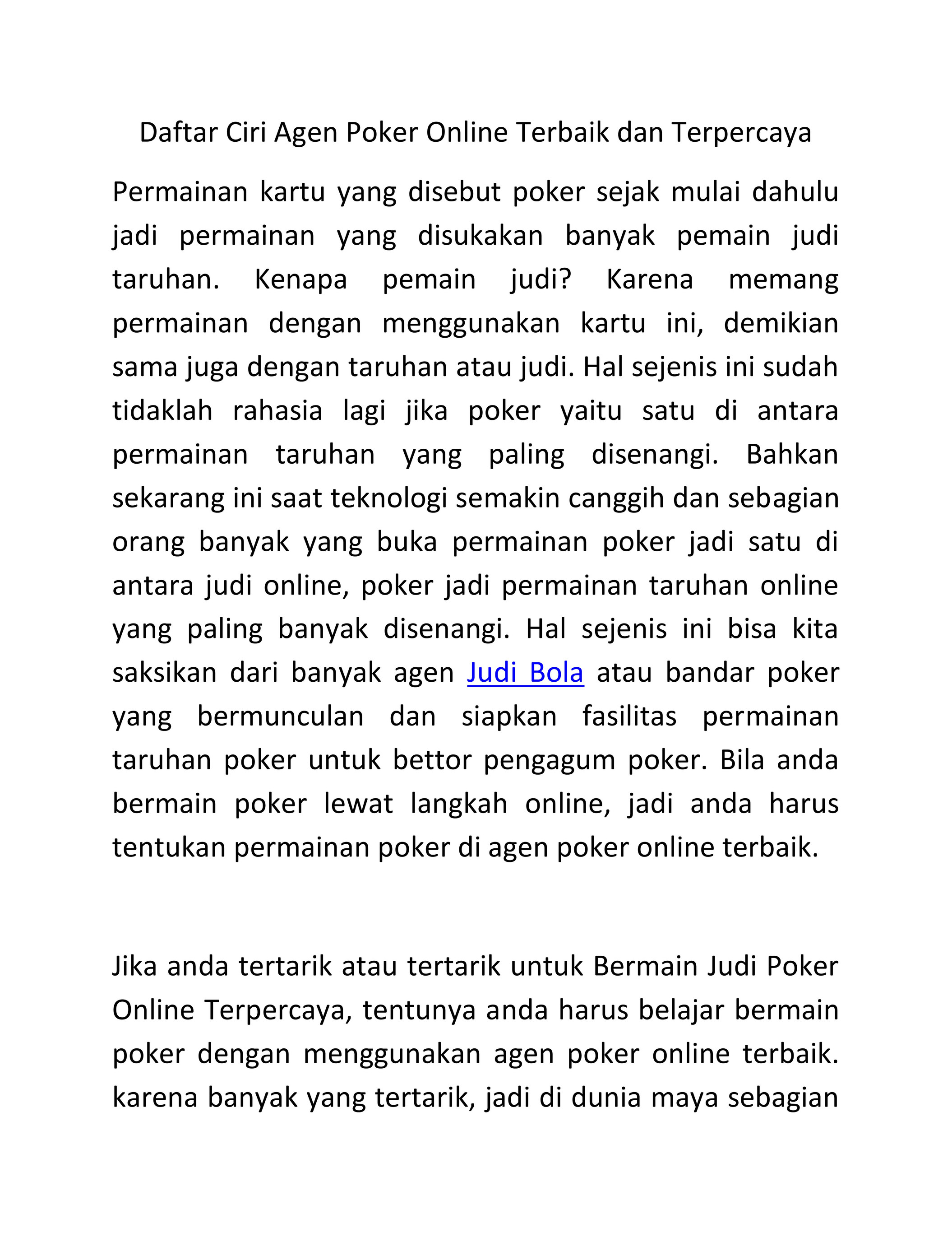 Judi Online Daftar Ciri Agen Poker Online Terbaik Dan Terpercaya Page 1 Created With Publitas Com