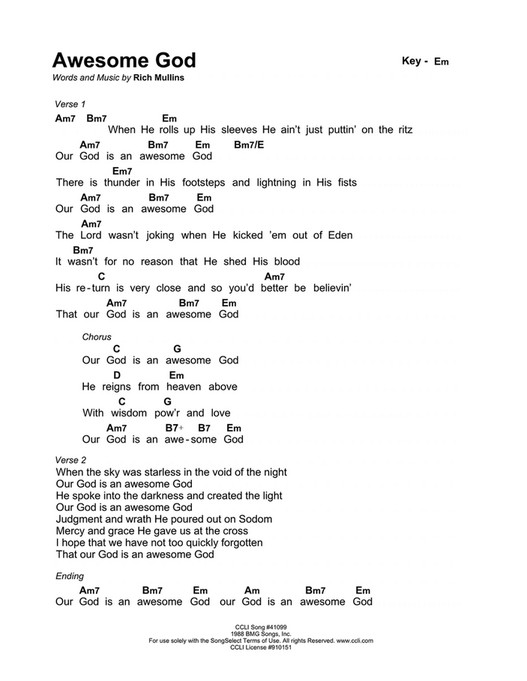 our god is an awesome god chords pdf for beginners