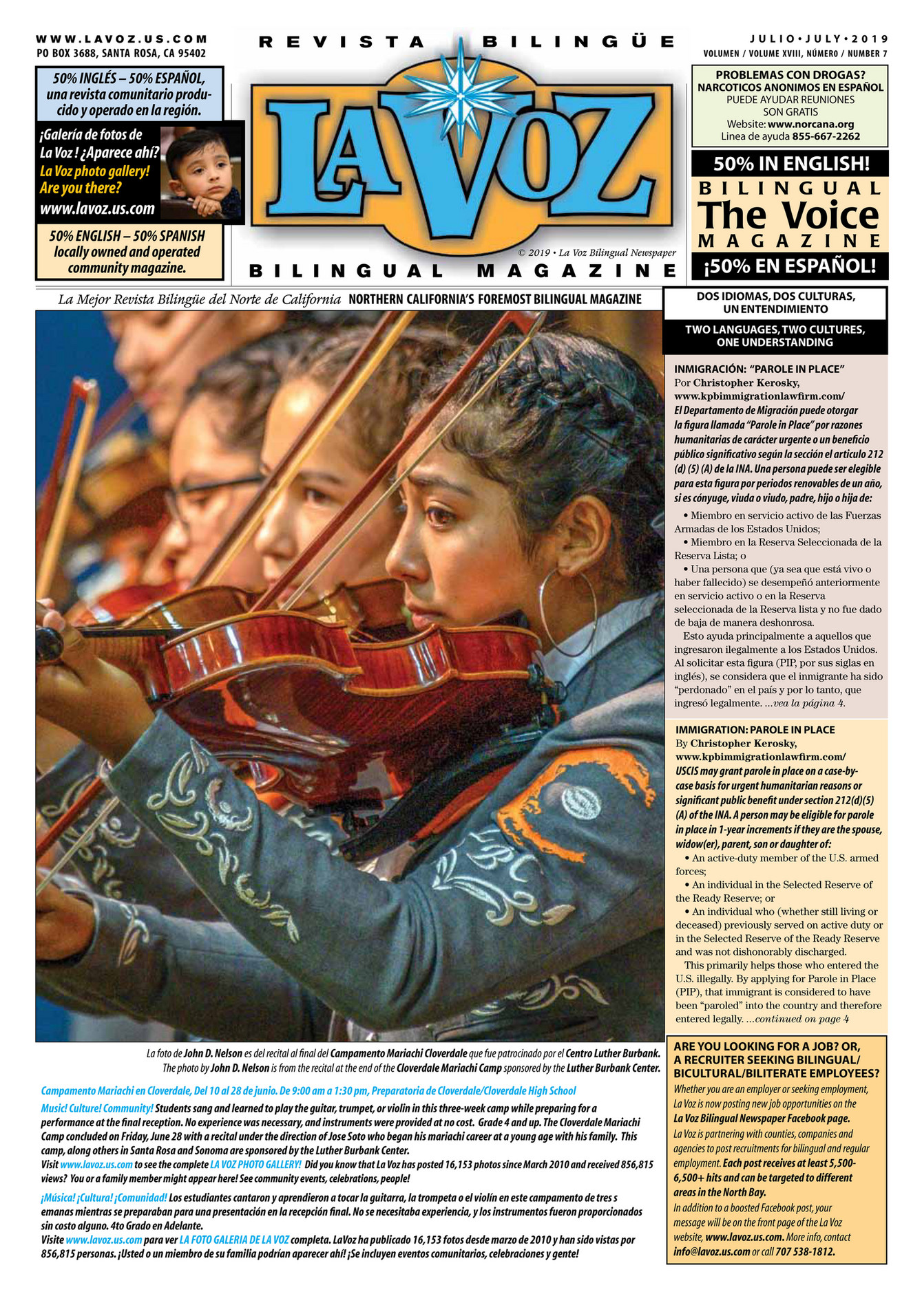 La Voz Bilingual Newspaper - July_2019 - Page 1