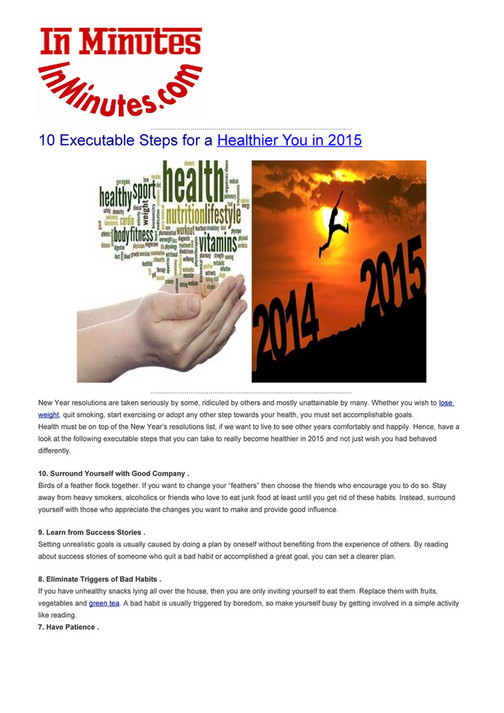 My publications - 10 Executable Steps for a Healthier You in 2015 ...
