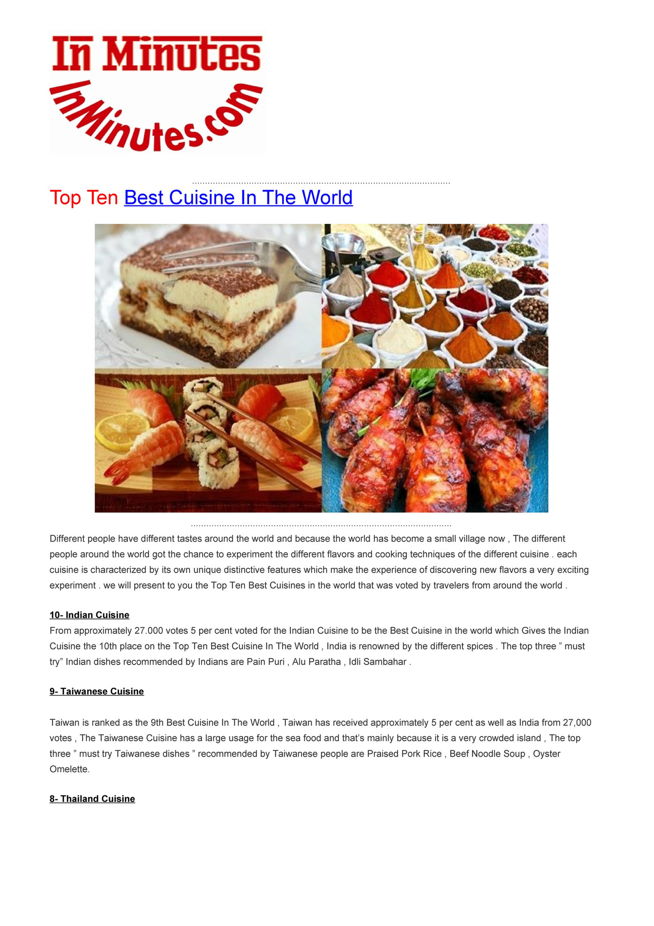 My publications Top Ten Best Cuisine In The World Page 1 Created