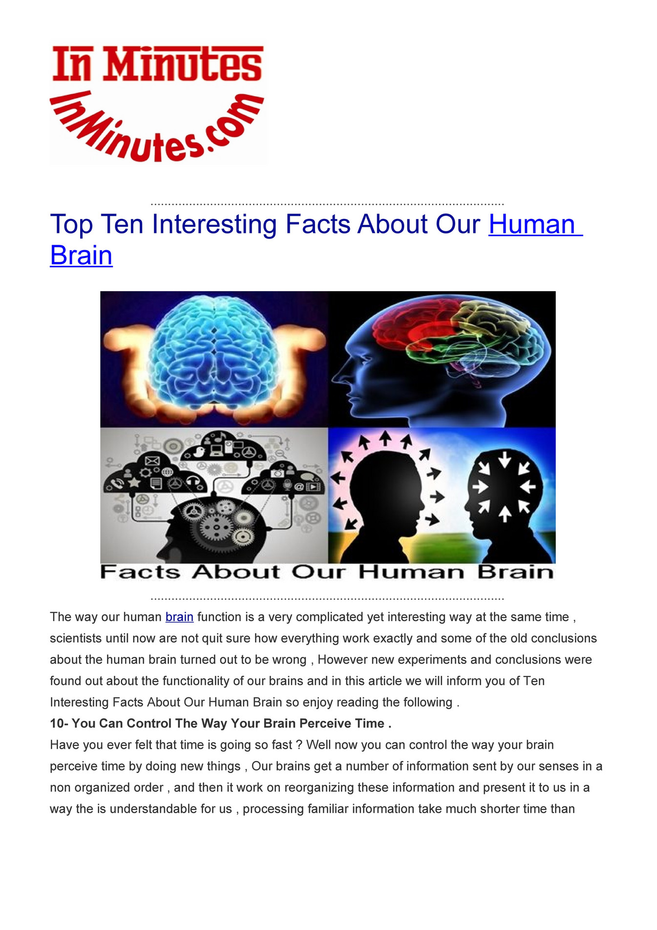 My Publications Top Ten Interesting Facts About Our Human Brain Page 1 Created With 