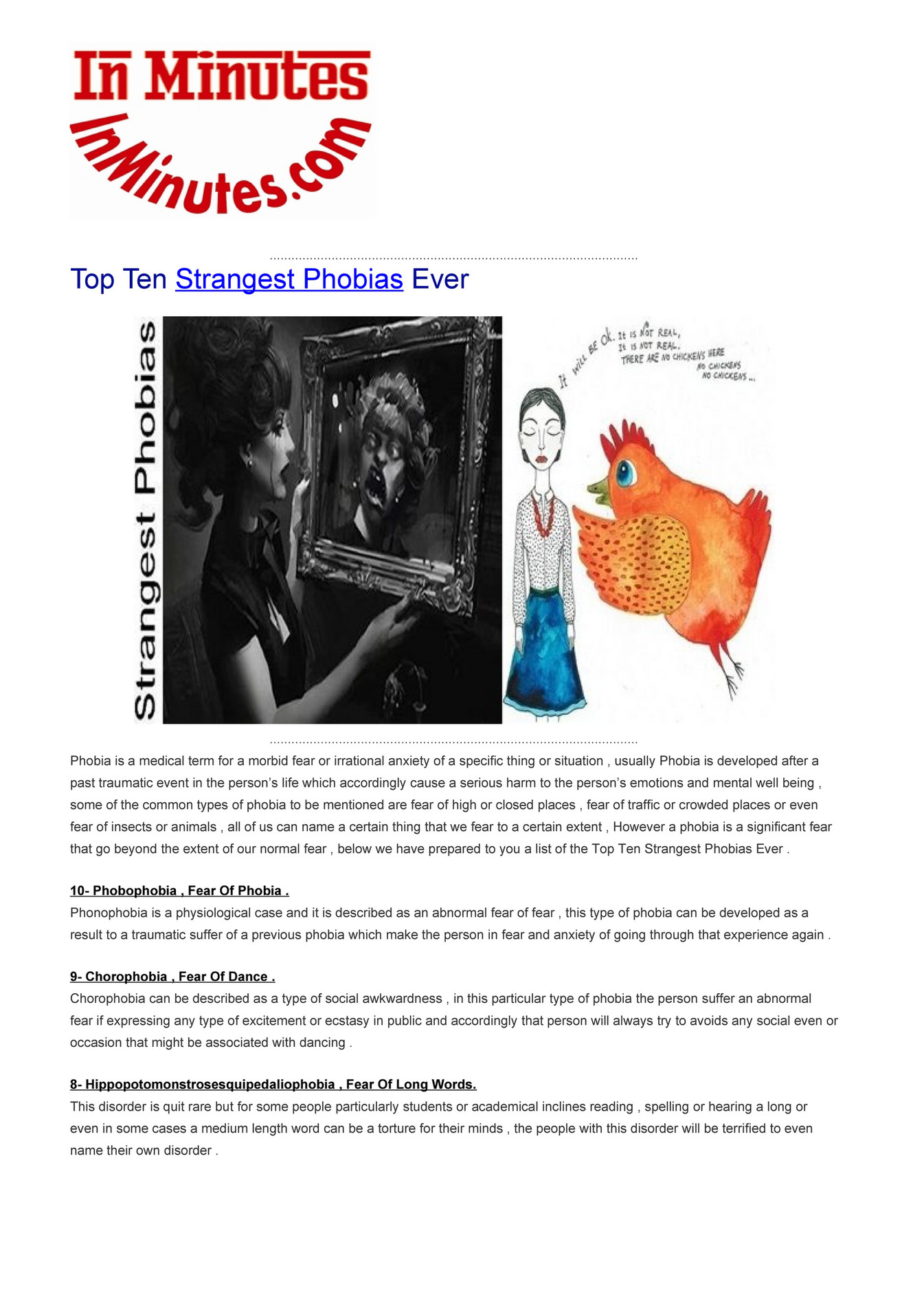 My publications Top Ten Strangest Phobias Ever Page 1 Created