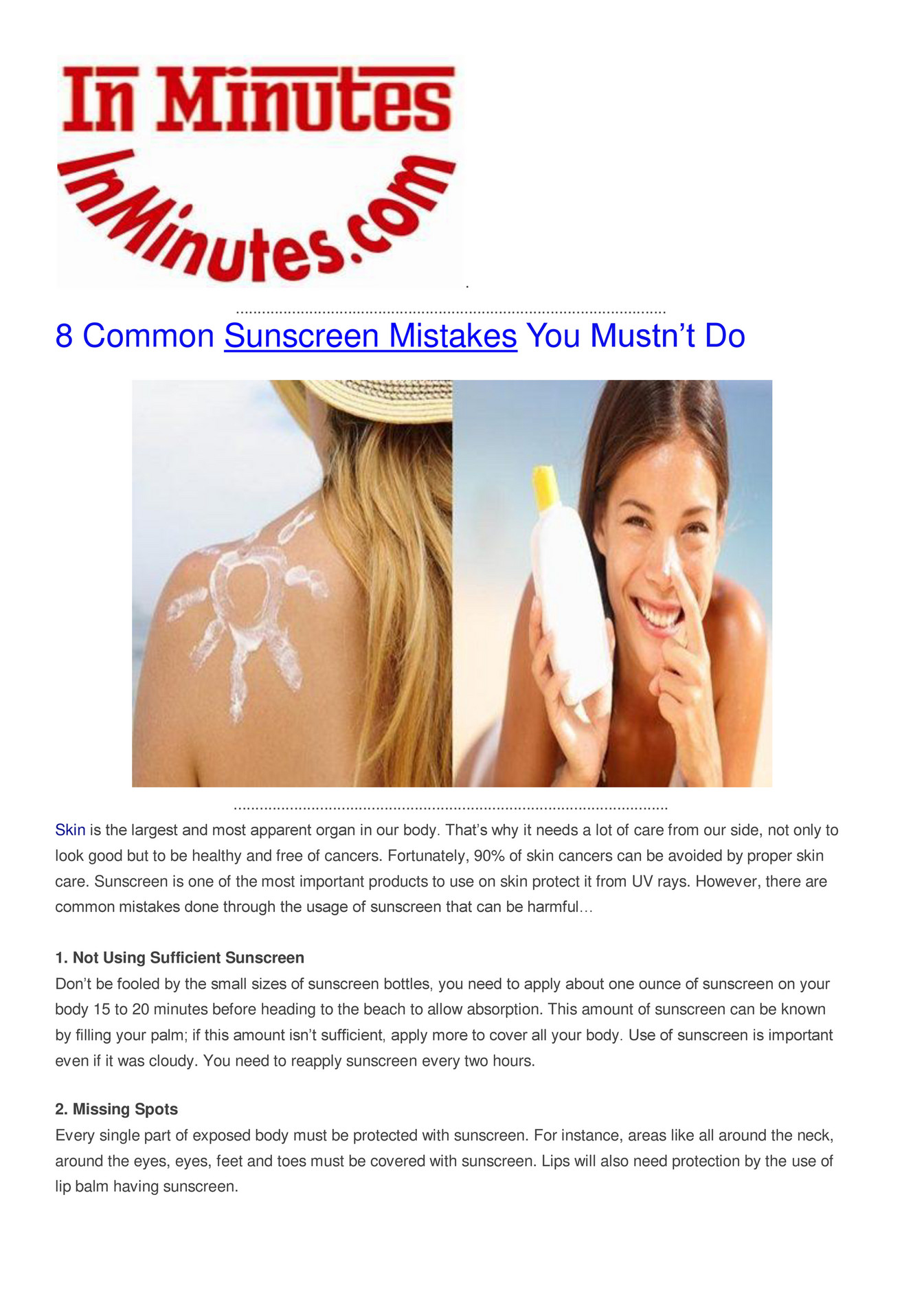 My Publications 8 Common Sunscreen Mistakes You Mustn Page 1 Created With