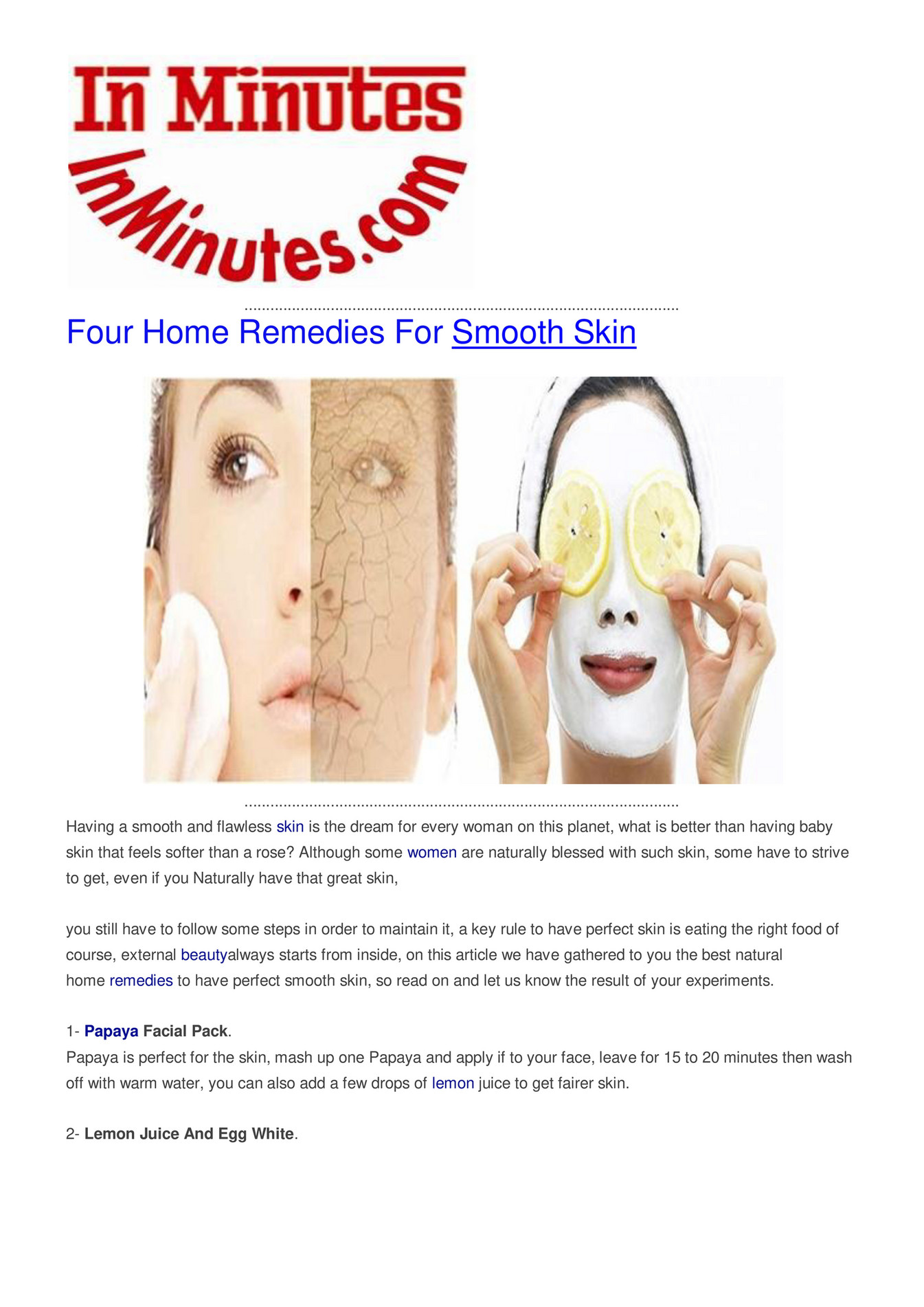 My Publications Four Home Remedies For Smooth Skin Page 1 Created 