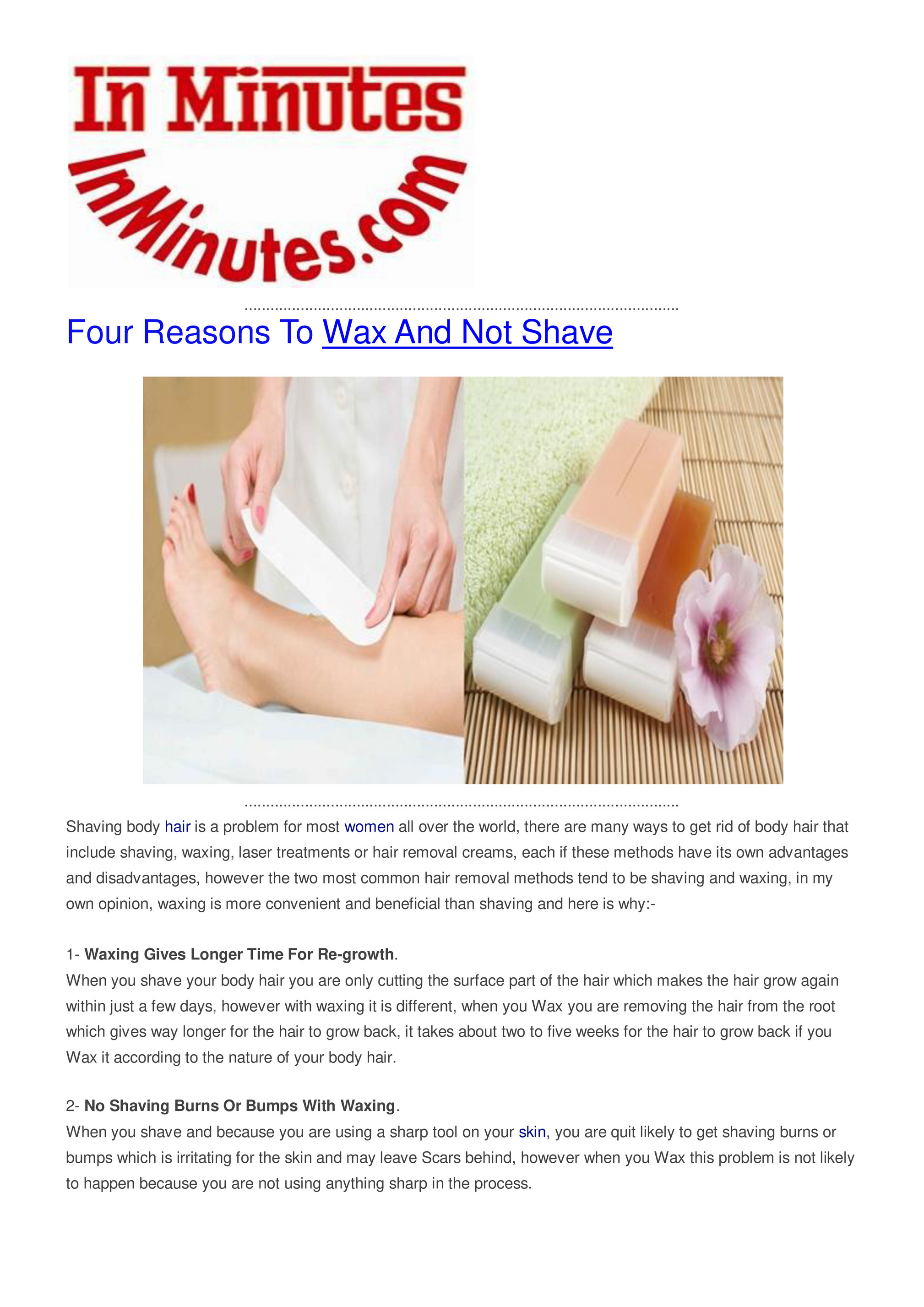 My publications - Four Reasons To Wax And Not Shave - Page 1 - Created with My publications - Four Reasons To Wax And Not Shave - Page 1 - Created with