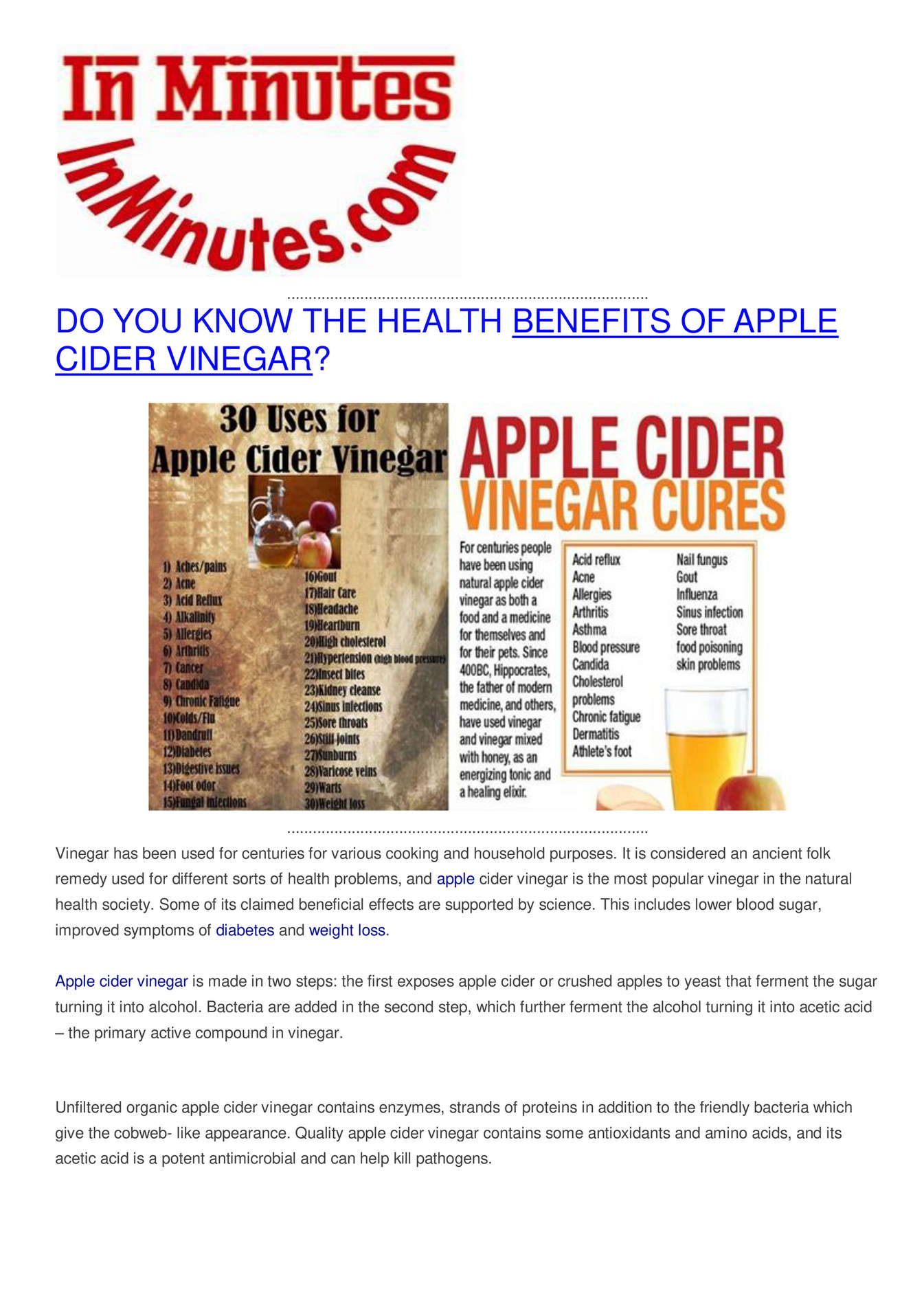 My Publications Do You Know The Health Benefits Of Apple Cider Vinegar Page 1 Created With Publitas Com