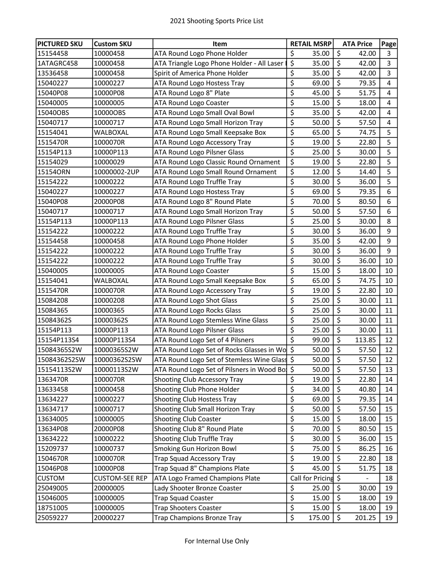 Wendell August - 2021 Shooting Sports Price List - Page 1