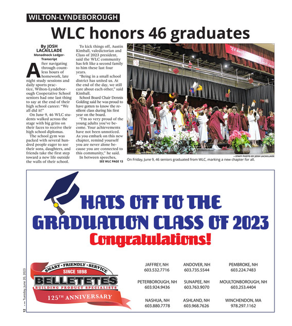 Newspapers Of New England - Monadnock Ledger-Transcript - Graduation ...