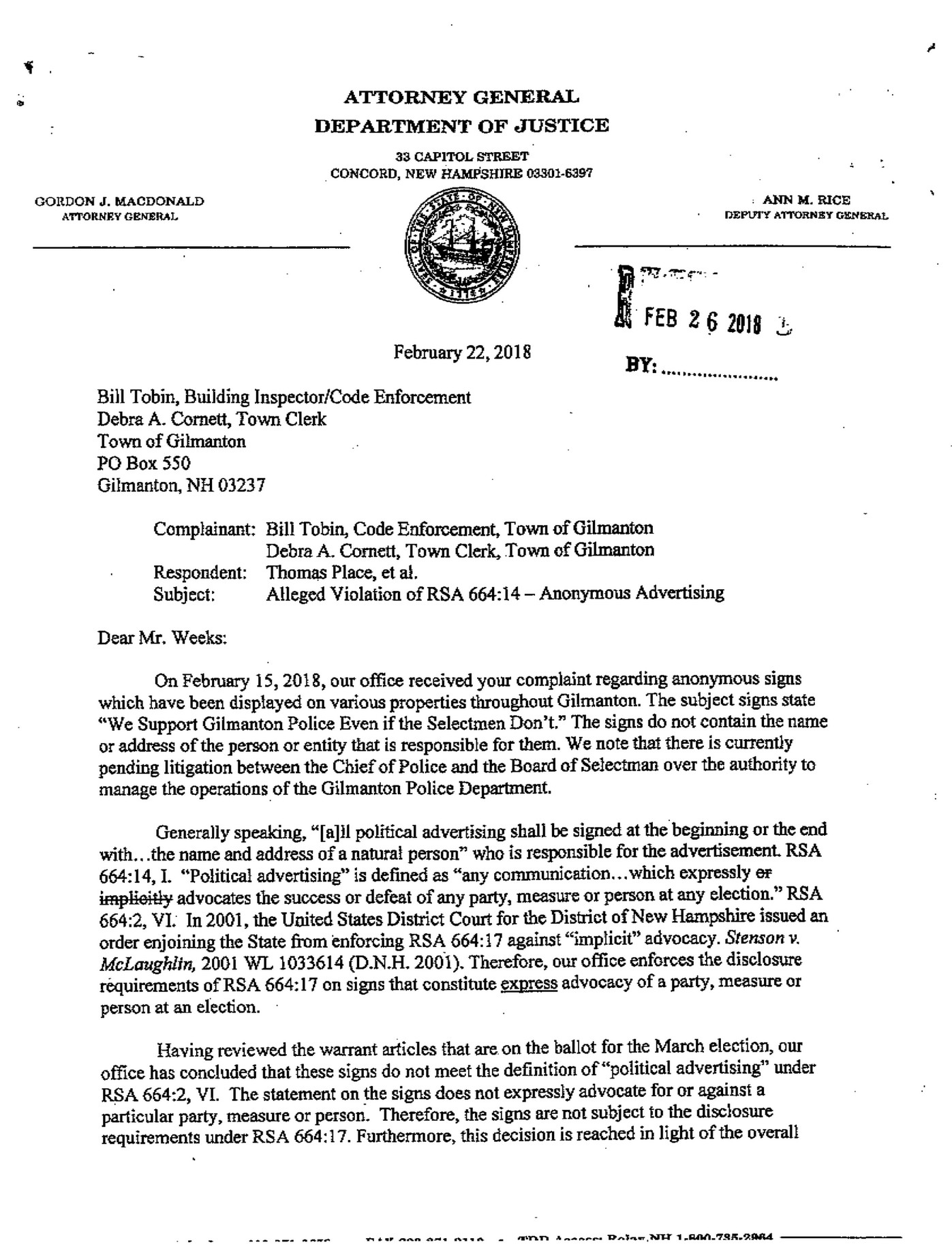 Newspapers of New England CM Gilmanton letter dispute Page 1 Created with