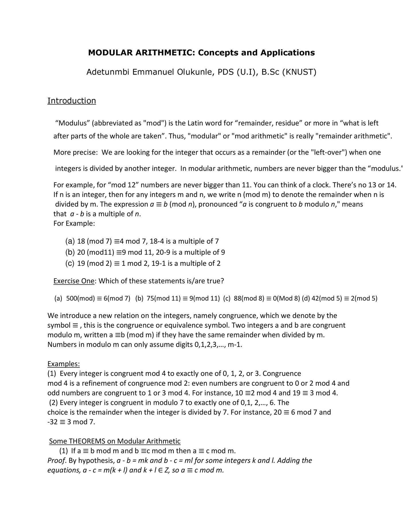 My Publications Modular Arithmetic Concepts And Applications Page 1 Created With Publitas Com