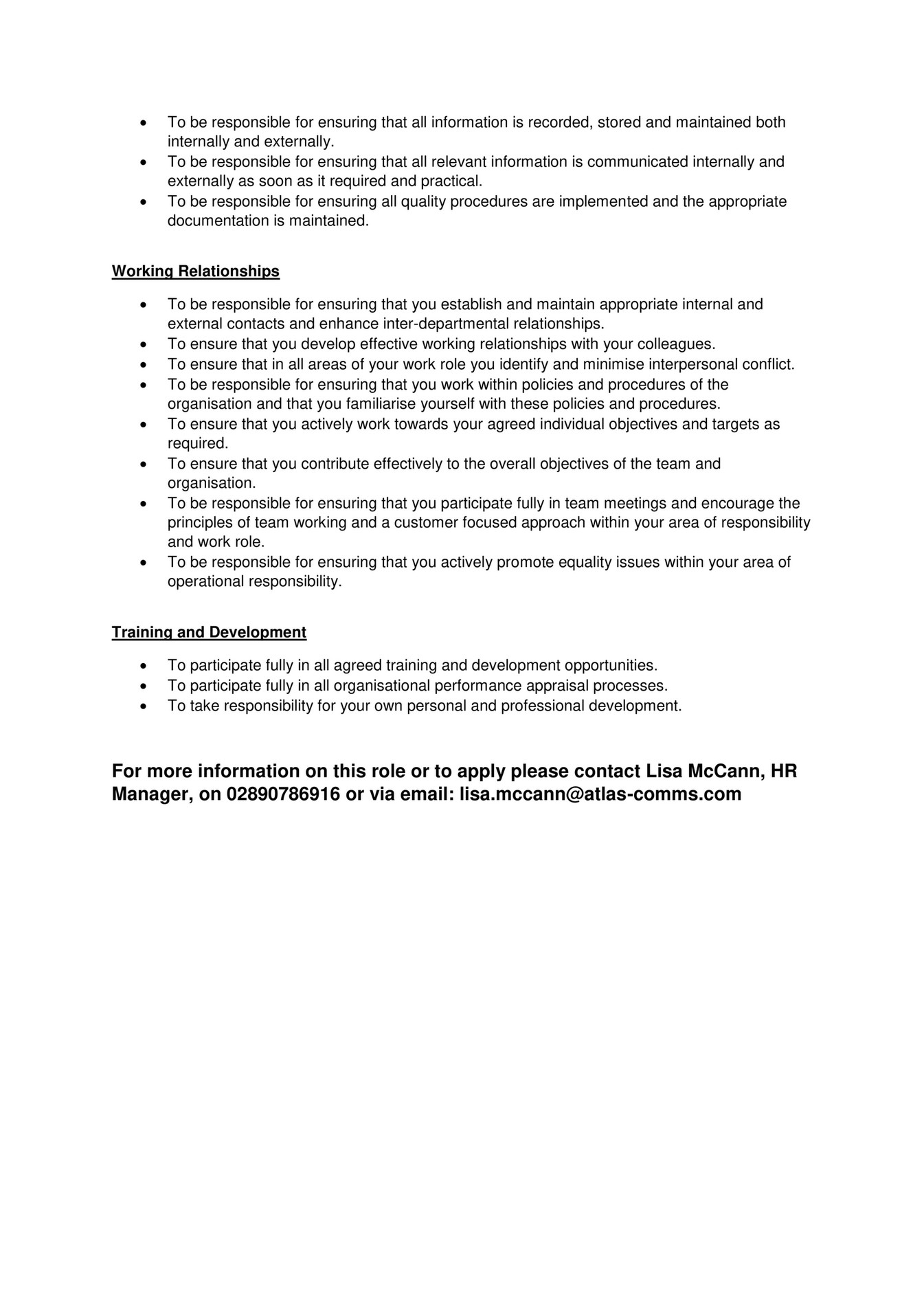 My Publications Customer Service Advisor Job Description Page