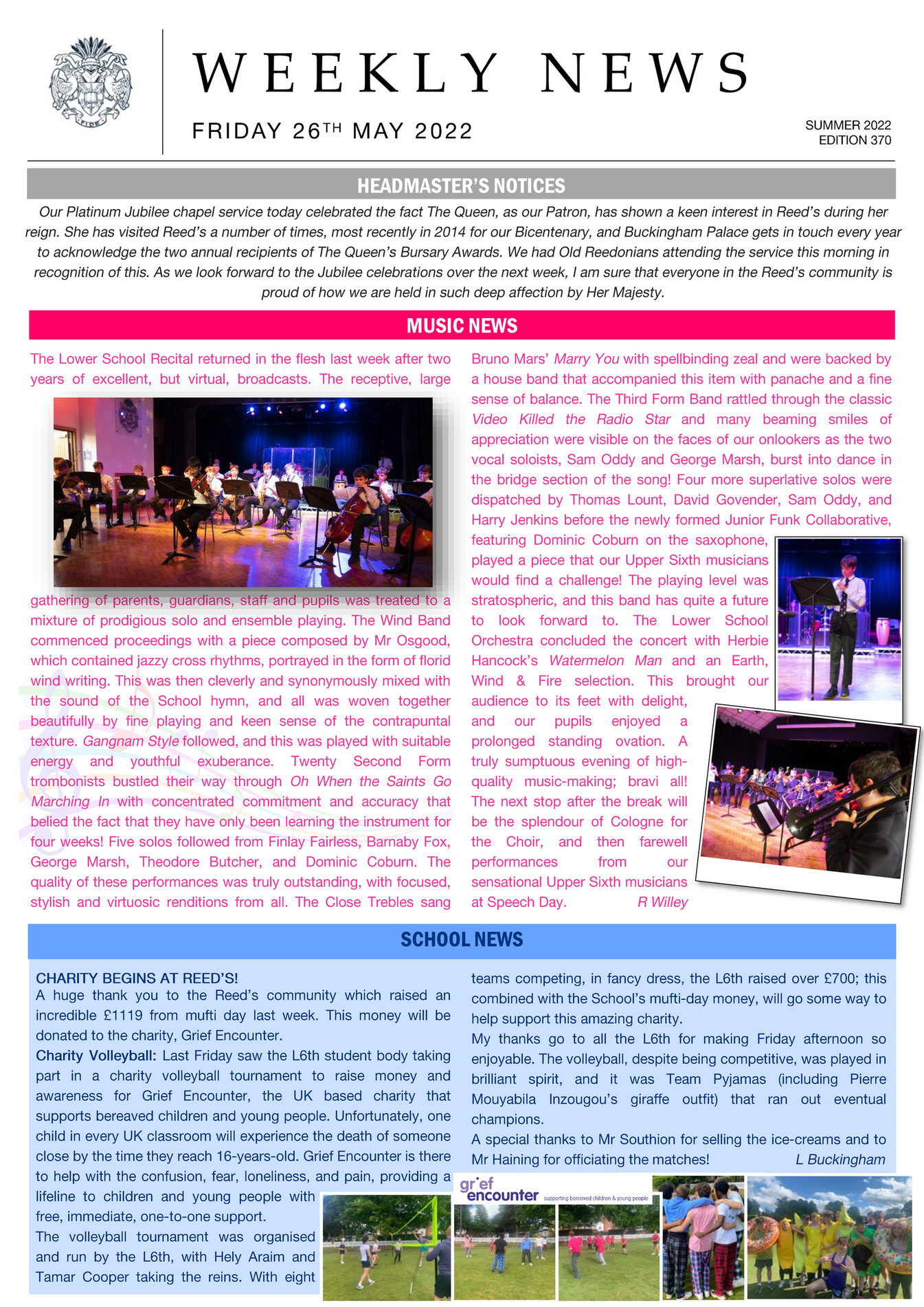 Reed's School 370 26th May 2022_Weekly News Page 23 Created with