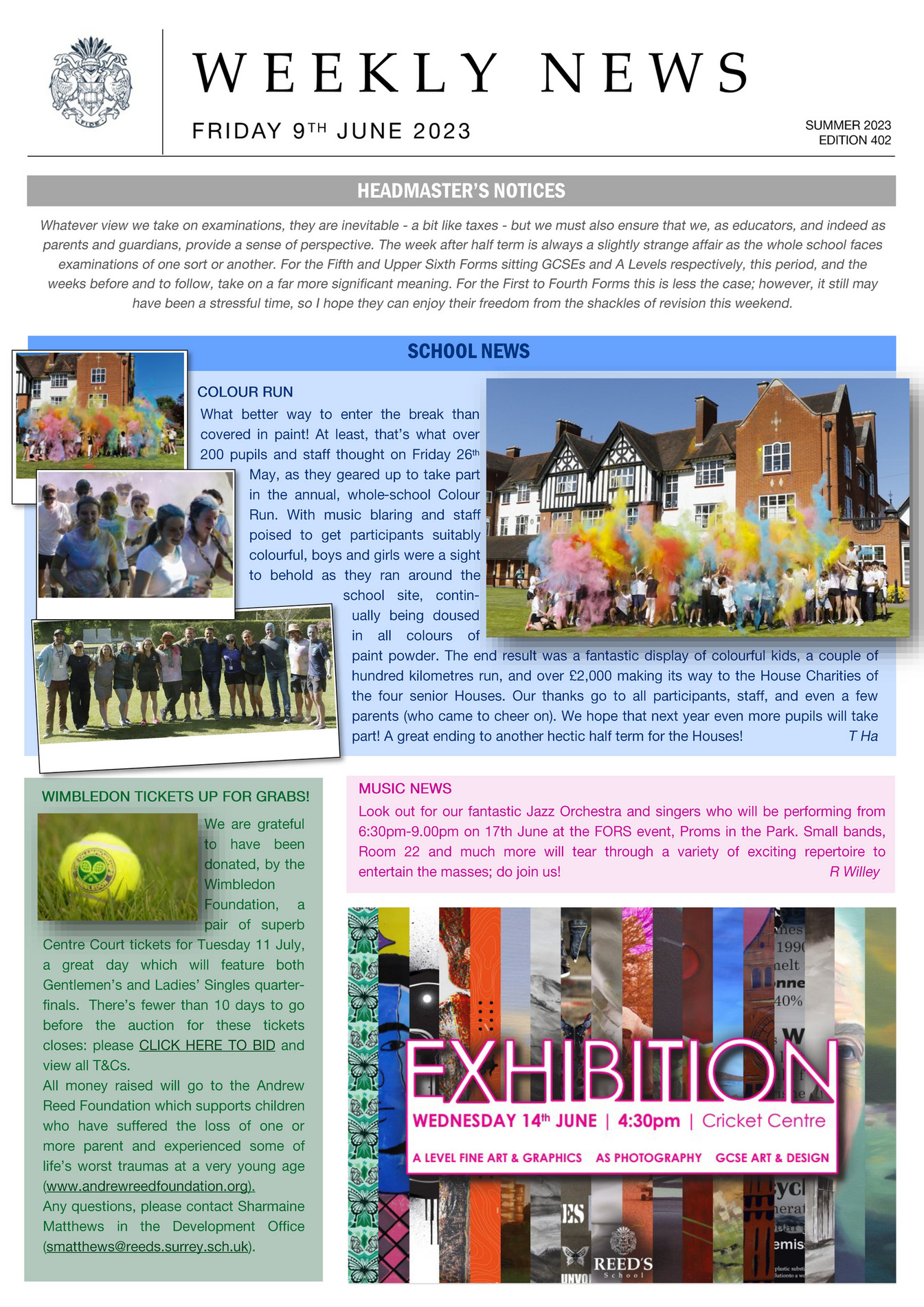 Reed's School 402 9th June 2023_Weekly News Page 1 Created with