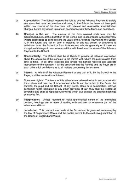 Reed's School Fees in Advance Terms and Conditions Page 45