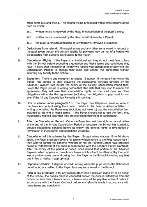 Reed's School Fees in Advance Terms and Conditions Page 45
