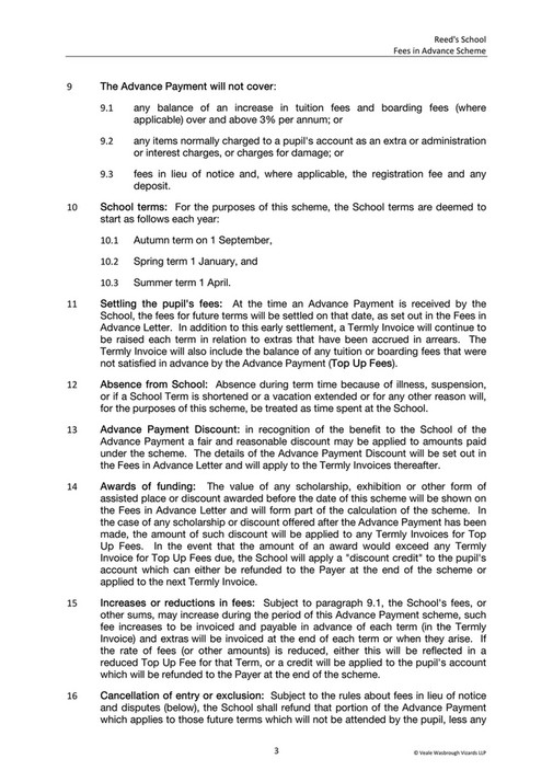 Reed's School Fees in Advance Terms and Conditions Page 23