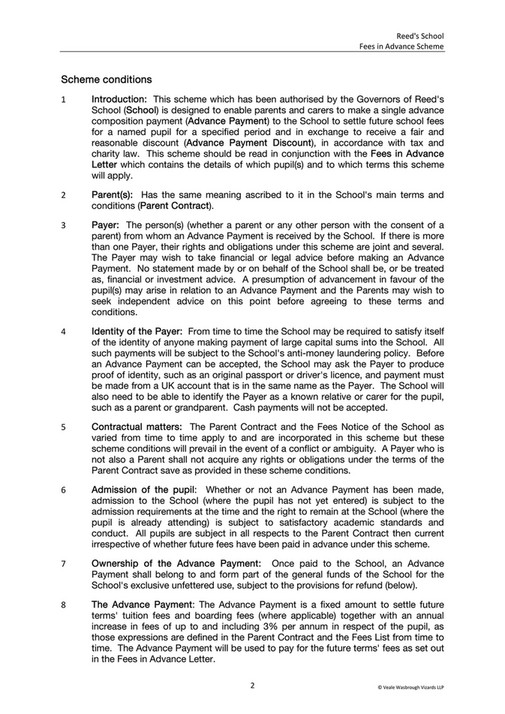 Reed's School Fees in Advance Terms and Conditions Page 23