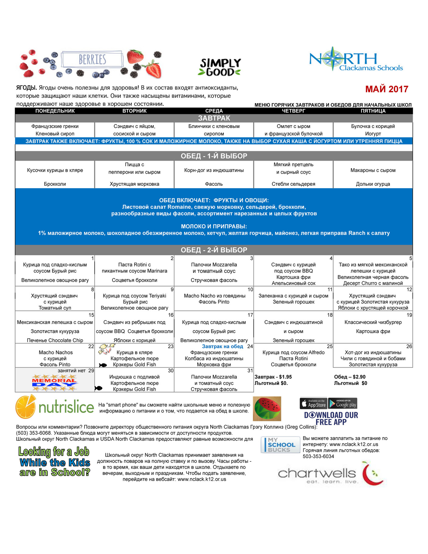 north clackamas May 2017 MenuRU Sheet1 Page 1 Created with