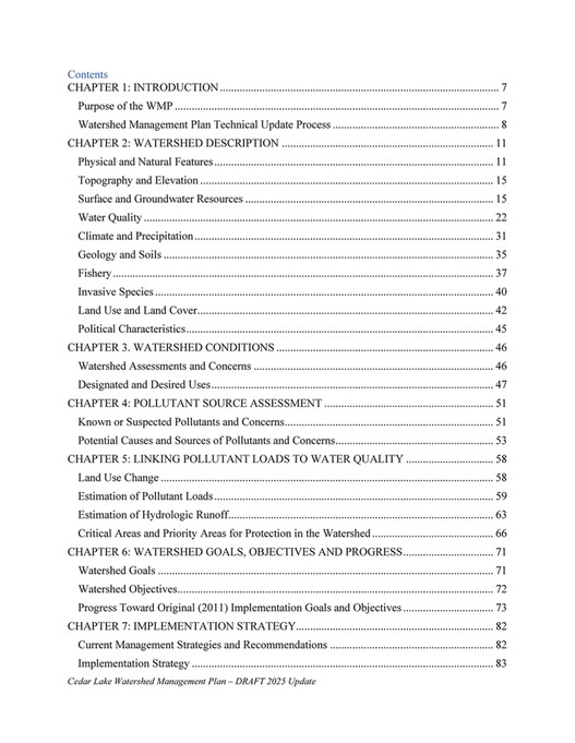 Wmp Process Cedar Lake Watershed Management Plan 2025 Update - Page 1 - Created ...