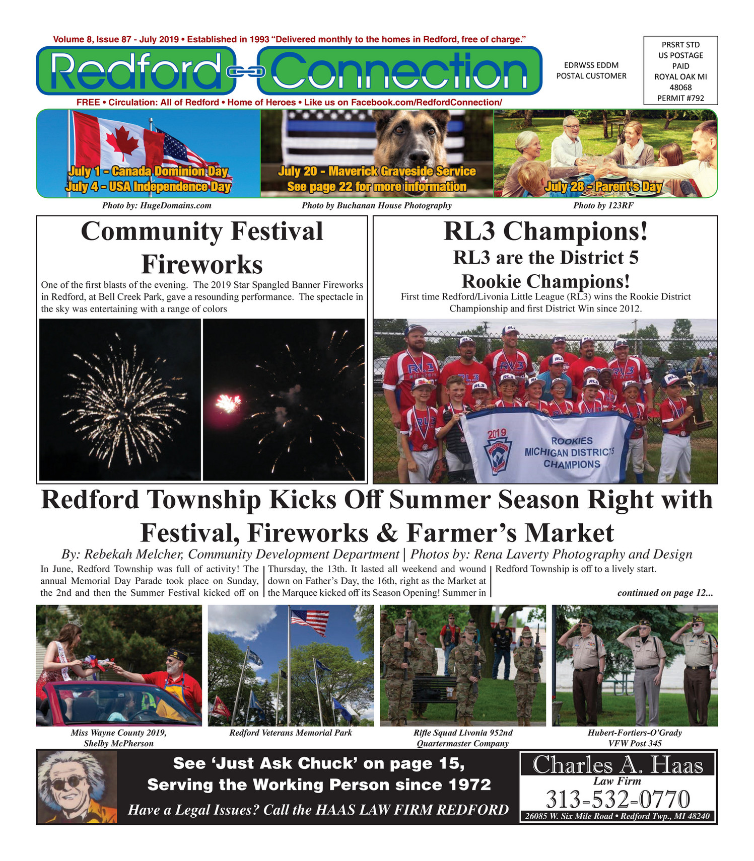 Redford Township Connection Newspaper July 2019 Edition Page 1