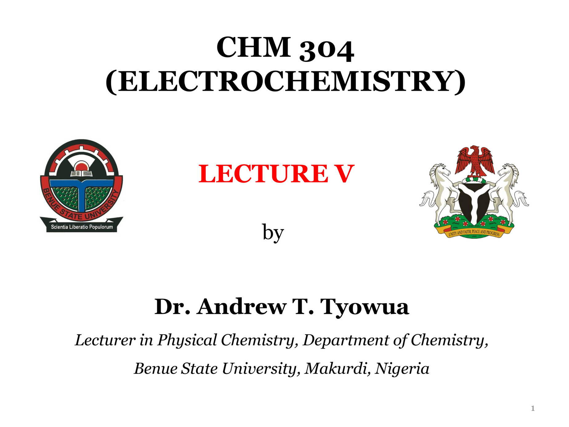 My publications CHM 304ELECTROCHEMISTRYELECTROCHEMICAL CELLSV