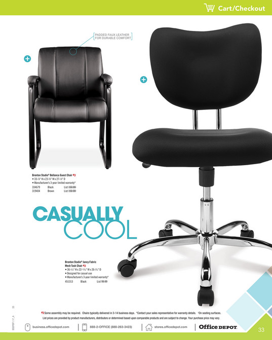 Office Depot Exclusive Brand Furniture Page 32 33 Cart Checkout Padded Faux Leather For Durable Comfort Bon Studio Bellanca Guest Chair