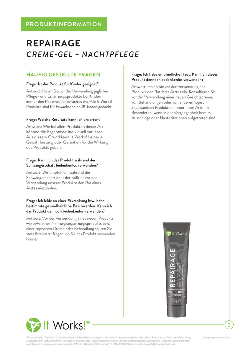 My Publications Repairage Straffende Nachtcreme It Works Page