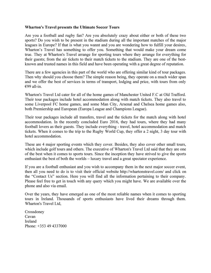 Whartons Travel - manchester united football trips and match tickets - Page  1 - Created with Publitas.com