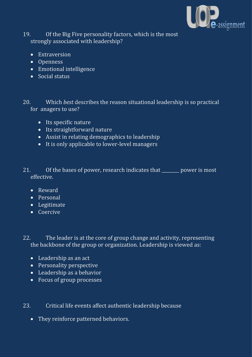 UOP E Assignments - LDR 300 Final Exam @ UOP E Assignments 