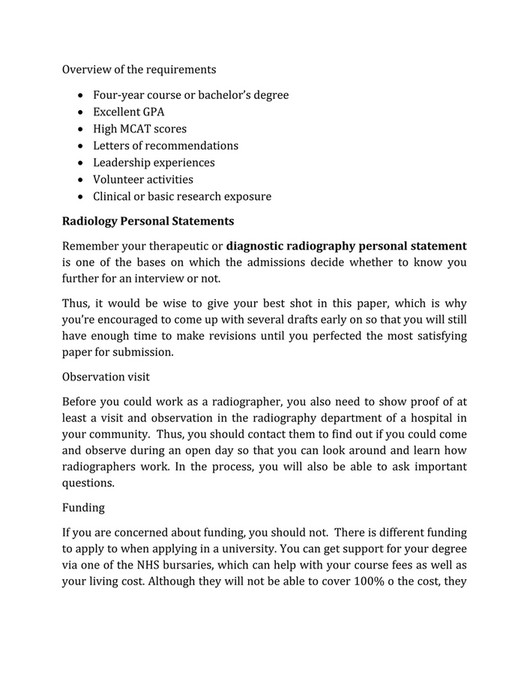 Sample Radiographer Supporting Statements radiographypersonalstatement - How to Become a Radiographer - Page 1 ...