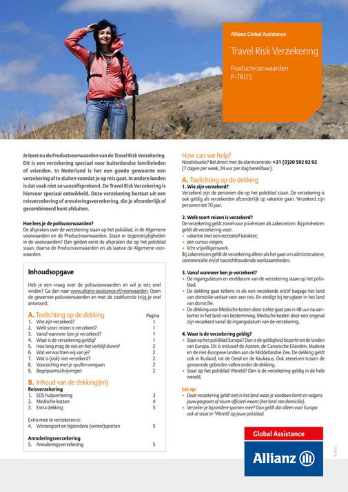 Allianz Global Assistance Voorwaarden Travel Risk Insurance Pagina 1 Allianz Global Assistance Voorwaarden Travel Risk Insurance Pagina 1
