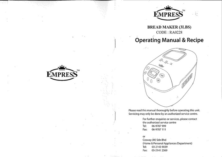 Cosway Malaysia RA0228 Empress Bread Maker Page 1