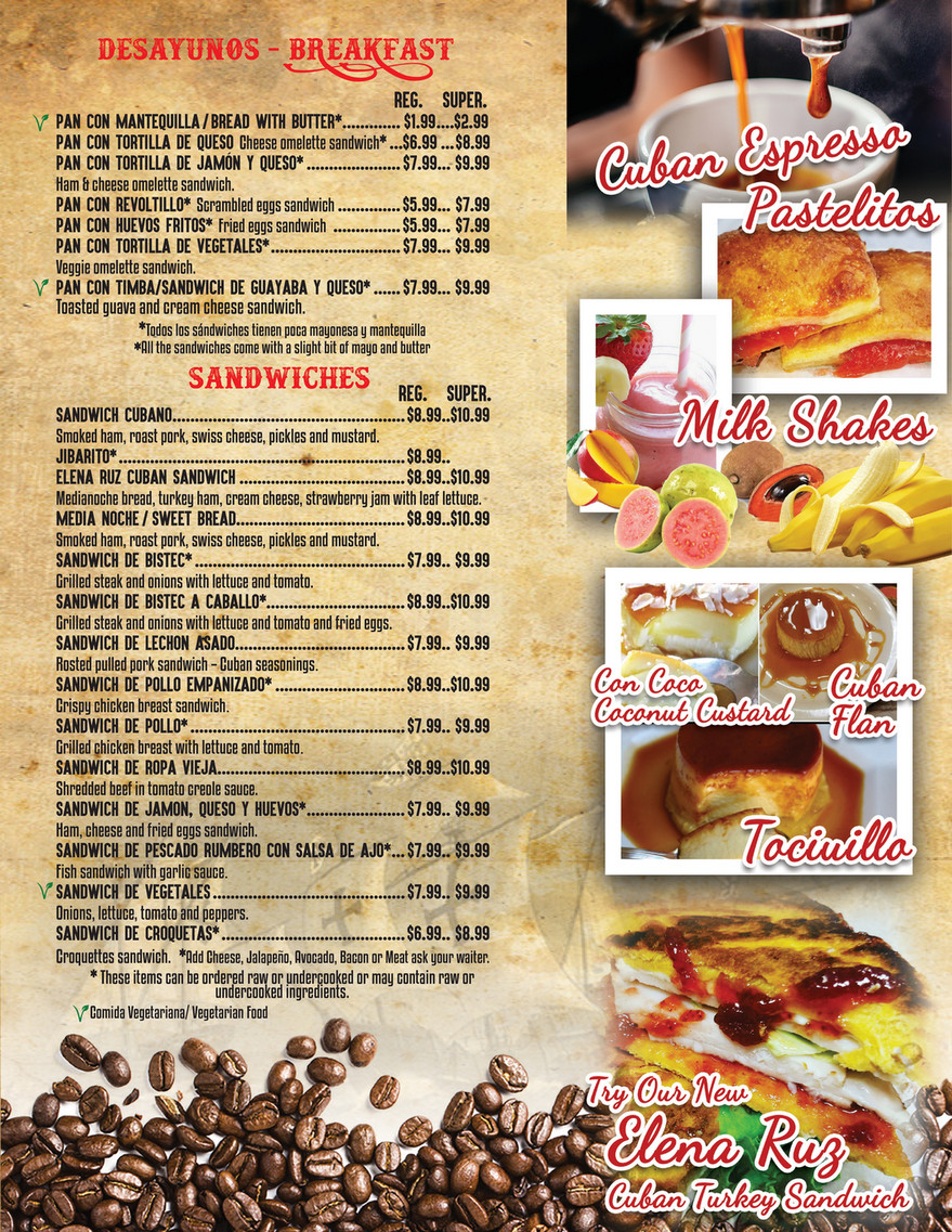 Our Menu | 1492 Cuban Fusion